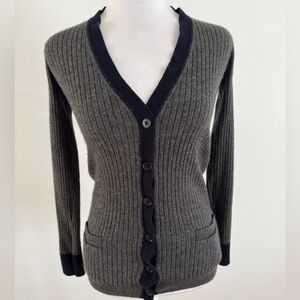 VINCE Gray and black Ribbed Women's Cardigan Sweater size XS